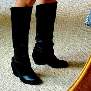 Naughty Monkey Black Leather Boots 6.5